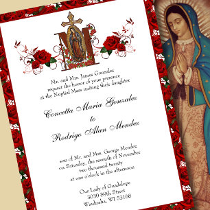 Katholieke Guadalupe Religieuze Roodrozen Weddensc Kaart