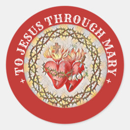 Katholieke harten van Jezus Maagd Mary Religieuze Ronde Sticker