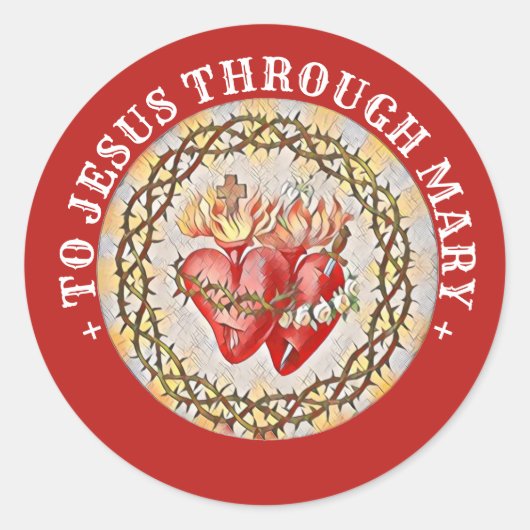 Katholieke harten van Jezus Maagd Mary Religieuze Ronde Sticker (Voorkant)