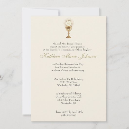 Katholieke Heilige Communie  Bloemen Kaart (Achterkant)