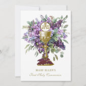Katholieke Heilige Communie Elegante Bloemen Eucha Kaart (Voorkant)