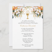 Katholieke Heilige Communie Elegante Bloemen Eucha Kaart (Achterkant)