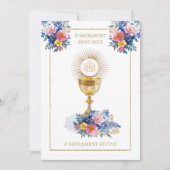 Katholieke Heilige Communie Elegante Bloemen Kaart (Voorkant)
