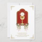 Katholieke Heilige Communie Elegante Bloemen Kaart (Voorkant)