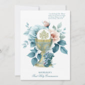 Katholieke Heilige Communie Elegante Bloemen Kaart (Voorkant)