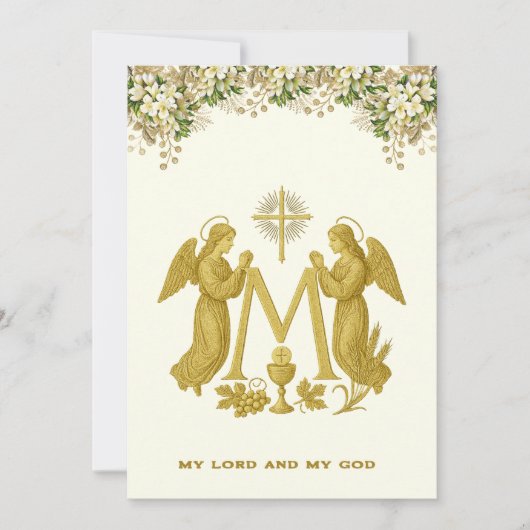 Katholieke Heilige Communie Engelen Bloemen Kaart (Voorkant)