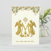 Katholieke Heilige Communie Engelen Bloemen Kaart (Staand voorkant)