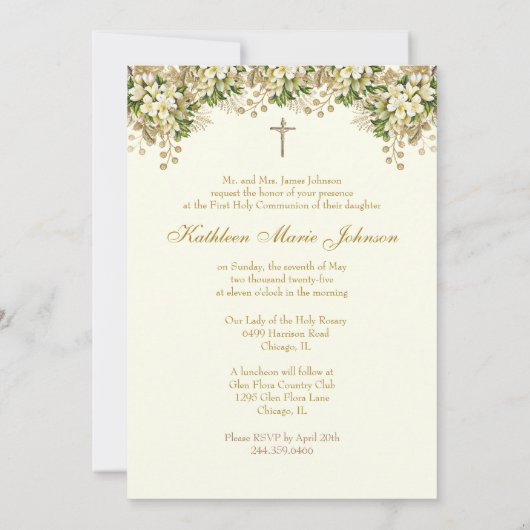 Katholieke Heilige Communie Engelen Bloemen Kaart (Achterkant)