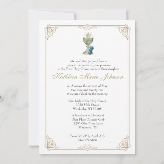 Katholieke Heilige Communie Eucharistie Gezegende  Kaart (Achterkant)