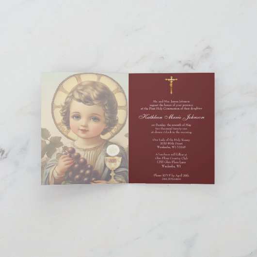 Katholieke Heilige Communie Kind Jezus Druiven (Binnen)