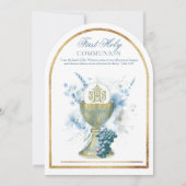 Katholieke Heilige Communie Lichtblauw Bloemen Kaart (Voorkant)