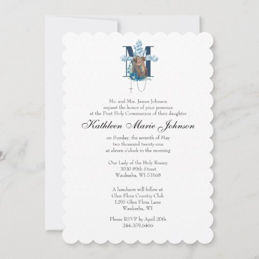 Katholieke Heilige Communie Maagd Maria Jezus Kaart (Achterkant)