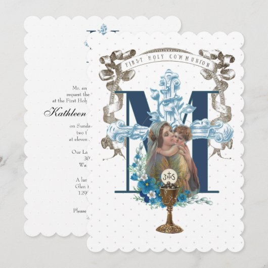 Katholieke Heilige Communie Maagd Maria Jezus Kaart (Voorkant / Achterkant)