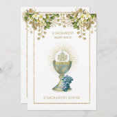 Katholieke Heilige Communie Witte Bloemen Kaart (Voorkant / Achterkant)