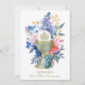 Katholieke Heilige Communie Zomer Bloemen Kaart (Voorkant)