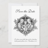 Katholieke Heilige Familie in zwart-wit Save The Date (Voorkant)