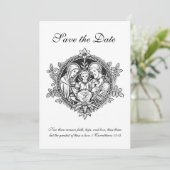 Katholieke Heilige Familie in zwart-wit Save The Date (Staand voorkant)