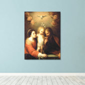 Katholieke Heilige Familie St. Joseph Maria Jezus Canvas Afdruk (Insitu (Houten vloer))