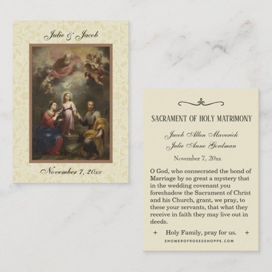 Katholieke Heilige Familie Weddenschap Voor de Hei Visitekaartje (Voorkant / Achterkant)