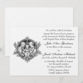 Katholieke Heilige Familie Zwart-wit Bruiloft Kaart (Voorkant / Achterkant)