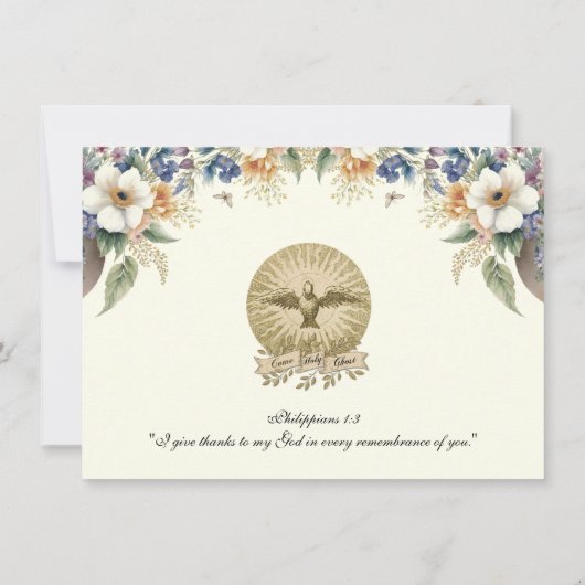 Katholieke Heilige Geest Bevestiging Bloemen Dank  Bedankkaart (Achterkant)