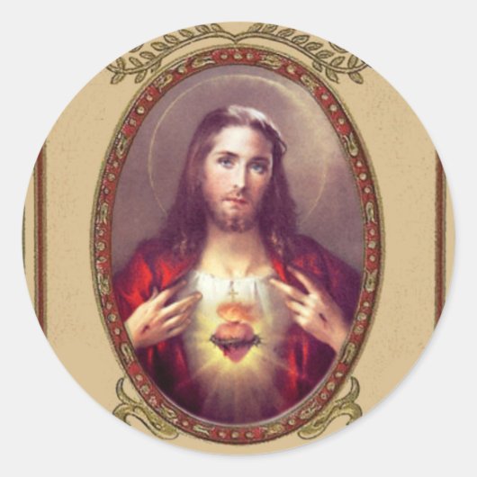 Katholieke Heilige Hart van Jezus Ronde Sticker (Voorkant)