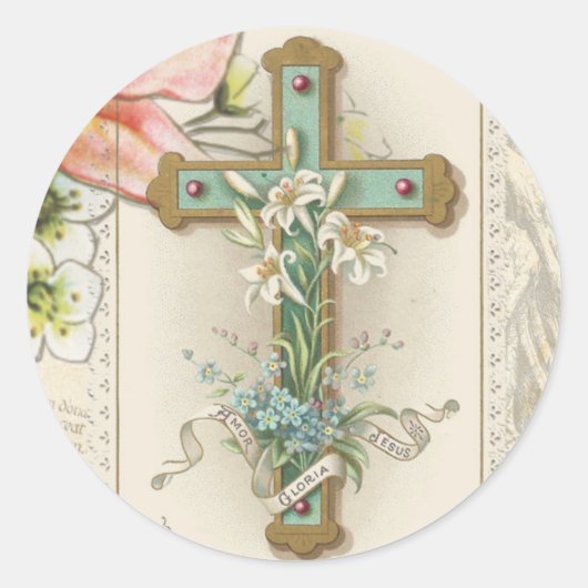 Katholieke Heilige Hart van Jezus Ronde Sticker (Voorkant)