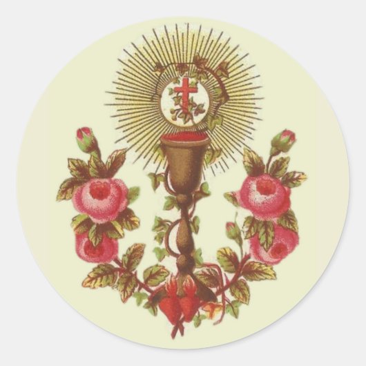 Katholieke Heilige Hart van Jezus Ronde Sticker (Voorkant)