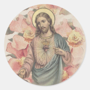 Katholieke Heilige Hart van Jezus Ronde Sticker