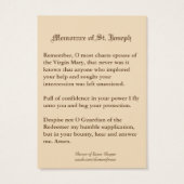 Katholieke Heilige Kaarten Joseph Memorare Prayer Visitekaartje (Achterkant)