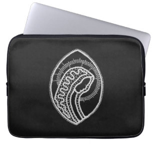 Katholieke Heilige Maagd Maria Wit Kant op Zwart Laptop Sleeve