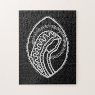 Katholieke Heilige Maagd Maria Wit Kant op Zwart Legpuzzel