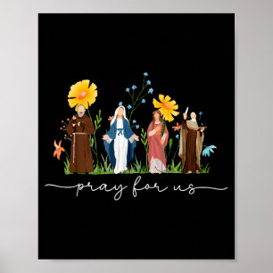 Katholieke Heiligen Bloemige Vrouwen Religieuze Ma Poster