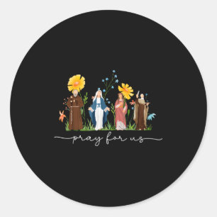 Katholieke Heiligen Bloemige Vrouwen Religieuze Ma Ronde Sticker