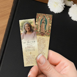 Katholieke Herdenkingsfoto Guadalupe Gebedsbladwij Mini Visitekaartjes