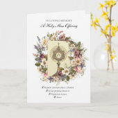 Katholieke Herdenkingsmis Eucharistieviering Kaart (Gele Bloem)