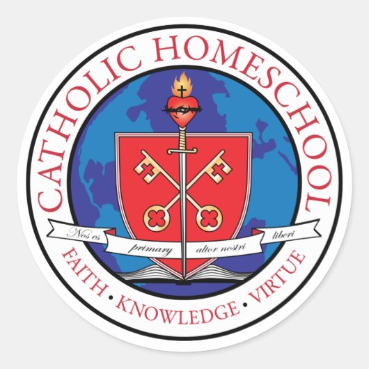 Katholieke Homeschool Crest Sticker Sheet (Voorkant)