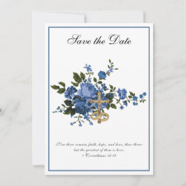 Katholieke Huwelijk Blauwe Rozen Religieus Save The Date