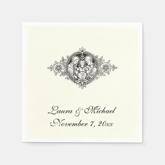 Katholieke Huwelijk Religieuze Heilige Familie Vin Servet (Voorkant)