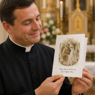 Katholieke huwelijksbedankjes voor priesterwaarder kaart