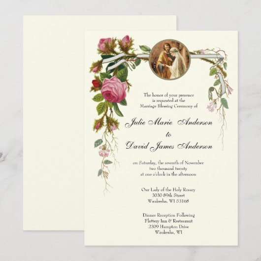 Katholieke huwelijksblessenbevestiging kaart (Voorkant / Achterkant)