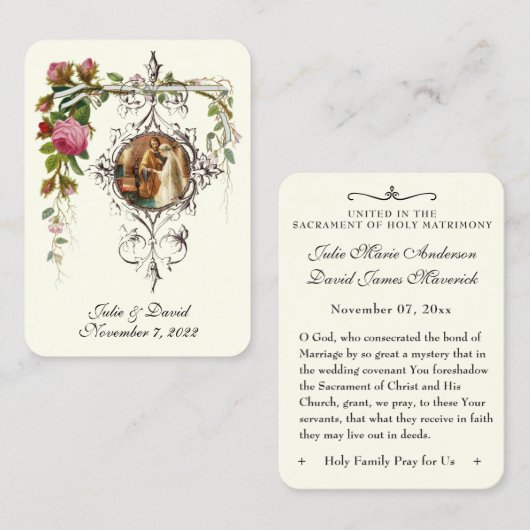 Katholieke huwelijksgunst Elegante rozen Visitekaartje (Voorkant / Achterkant)