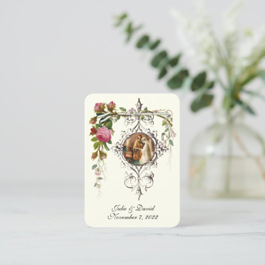 Katholieke huwelijksgunst Elegante rozen  Visitekaartje (Staand voorkant)