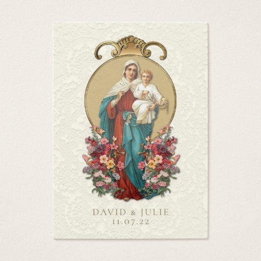 Katholieke Huwelijkskaart met afbeelding van de He Visitekaartje (Voorkant)