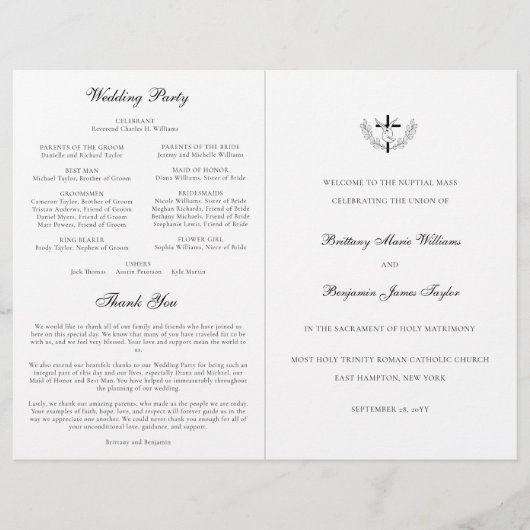 Katholieke huwelijksplechtigheid van Doves met Mis (Voorkant)