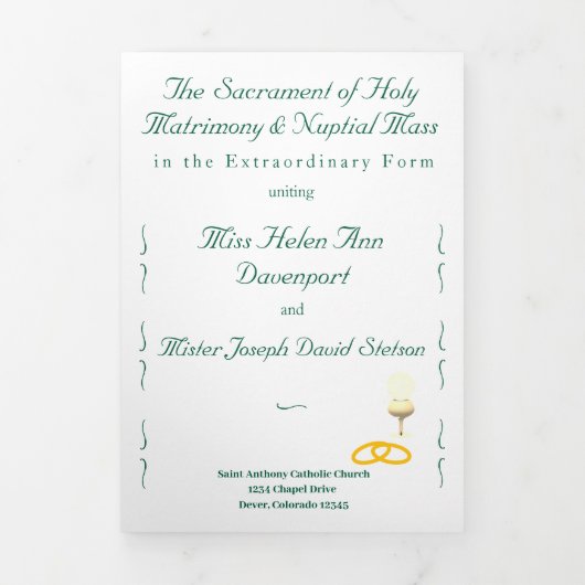Katholieke Huwelijksviering Nuptial Grace Drieluik Programma (Cover)