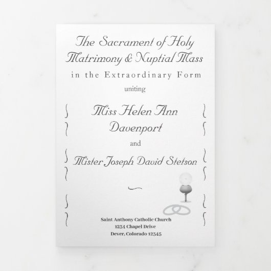 Katholieke Huwelijksviering Nuptial Grace Drieluik Programma (Cover)