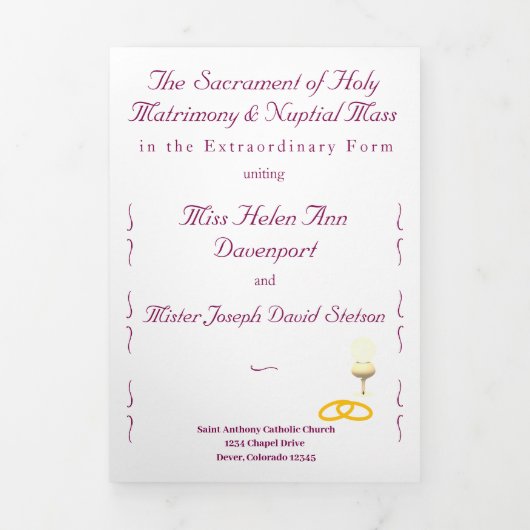 Katholieke Huwelijksviering Nuptial Grace Drieluik Programma (Cover)