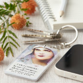 Katholieke ID Maagd Maria  Roze Rozen Sleutelhanger (Voorkant Rechts)