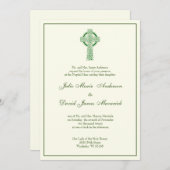Katholieke Ierse Keltische Cross Green Ivory Invit Kaart (Voorkant / Achterkant)